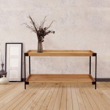 Detroit Industrial Loft Oak Console Hall Table With Iron Base