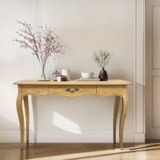 French Provincial Furniture Console Hall Table in Natural Oak