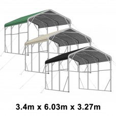 Single Carport 3.4m x 6.03m x 3.27m Backyard Portable Vehicle & Boat Shelter with Wrapped Roof