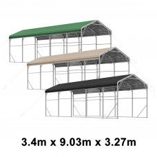 Single Carport 3.4m x 9.03m x 3.27m Backyard Portable Vehicle & Boat Shelter with Wrapped Roof