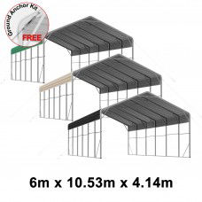 Double Carport 6m x 10.53m x 4.14m Backyard Portable Vehicle & Boat Shelter with Wrapped Roof