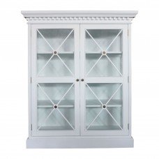 Hamptons Cross Tempered Glass Door Display Cabinet Black White