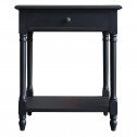 French Provincial Country Bedside Lamp Table Nightstand Black - Front Side View