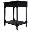 French Provincial Country Bedside Lamp Table Nightstand Black - Side View