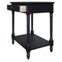 French Provincial Country Bedside Lamp Table Nightstand Black - Side Drawer View