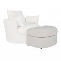 Optional Austin Linen Foot Stool Ottoman Cream Side