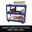 Ultra Tools Mechanic Workshop Trolley Steel 3 Tier 150kg BLUE