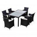 Malibu 7 Piece 6 Seater Outdoor Dining Set Furniture Rattan Steel Frame