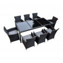 Malibu 9 Piece 8 Seater Outdoor Dining Set Furniture Rattan Steel Frame