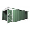 Double Barn Door Garage Shed 3.5m x 6m x 2.3m Green doors open