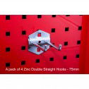 A pack of 4 Zinc Double Straight Hooks - 75mm 