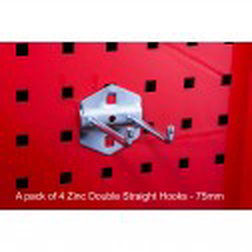 A pack of 4 Zinc Double Straight Hooks - 75mm