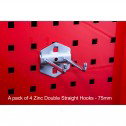 A pack of 4 Zinc Double Straight Hooks - 75mm