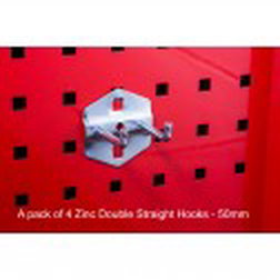 A pack of 4 Zinc Double Straight Hooks - 50mm