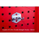 A pack of 4 Zinc Double Straight Hooks - 50mm