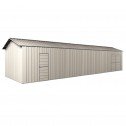 Angle View Cream - Garage Workshop Shed 3.6m x 10.64m x 3m Side Double Doors + PA doors 7 Frames Design Cream