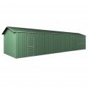 Angle View Green - Garage Workshop Shed 3.6m x 10.64m x 3m Side Double Doors + PA doors 7 Frames Design Green