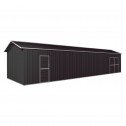 Angle View - Garage Workshop Shed 3.6m x 10.64m x 3m Side Double Doors + PA doors 7 Frames Design Grey