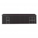 Side View - Garage Workshop Shed 3.6m x 10.64m x 3m Side Double Doors + PA doors 7 Frames Design Grey