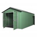 Double Barn Door Garage Shed 3.6m x 6m x 3m Green 45 open
