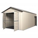 Double Barn Door Garage Shed 3.6m x 7.6m x 3m Cream 45 Door