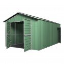 Double Barn Door Garage Shed 3.6m x 7.6m x 3m Green 45 Door