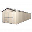 Front View Cream - Double Barn Door Garage Shed 3.6m x 9.1m x 3m