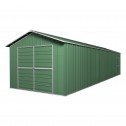 Front View Green - Double Barn Door Garage Shed 3.6m x 9.1m x 3m