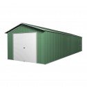 Front View Green - Roller Door Garage Shed 3.6m x 9.1m x 3.07m (Gable)