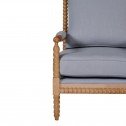 Hamptons Coastal Bobbin Linen and Timber Armchair Natural Bluish Grey (Detail)