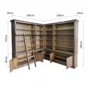 Hamptons-halifax-corner-bookcase-ladder-natural-dimensions