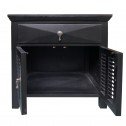 French Provincial Classic bedside table 1 Draw with Door Black front open