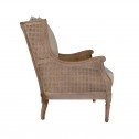 Havana Linen and Rattan Wingback Armchair Natural Frame (Side)