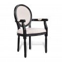 Louis Dining Armchair Set of 2 French Provincial Upholstered Carver Chair White Black or Washed Oak