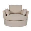 Swivel Linen Snuggle Armchair Beige (Front)