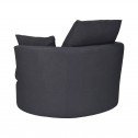 Swivel Linen Snuggle Armchair Black (Side Back)