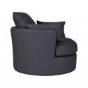 Swivel Linen Snuggle Armchair Black (Side)