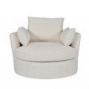 Swivel Linen Snuggle Armchair Cream (Front)