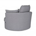Swivel Linen Snuggle Armchair Grey (Back Side)