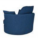 Swivel Linen Snuggle Armchair Navy (Side Back)