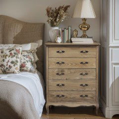 French Provincial Furniture 5 Chest of Drawers Tallboy Cabinet Natural Ash