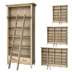 French Provincial Extendable Library Bookcase Natural Ash with Ladder