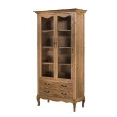 French Provincial Furniture Display Cabinet Bookcase Natural Oak
