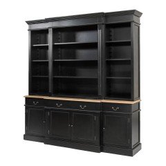 Hamptons Style Buffet and Hutch Sideboard Bookcase Cabinet with Drawers in Black White