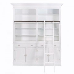 Hamptons Halifax Double Buffet and Hutch Bookcase with Ladder