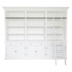 Hamptons Halifax 3 Bay Buffet and Hutch Bookcase with Ladder