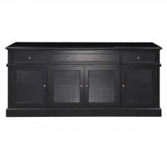 Hamptons Coastal Seaside 3 Drawer Louvre Door Buffet in Black