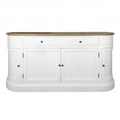 Hamptons Provence Sideboard Buffet in WHITE/BLACK with Natural Top