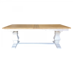 Hamptons 220cm - 320cm Rectangle Extendable Dining Table with White Trestle Leg