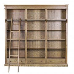 Hamptons Open Library Bookcase with Ladder Natural Ash